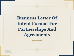 Sample Letter of Intent for Partnership Agreements