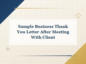 Sample Business Thank You Letter After Meeting with Client Template